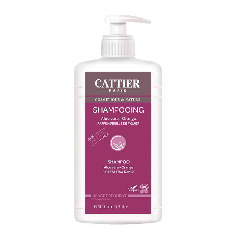 Cattier Shampooing usage fréquent aloe vera - orange sans sulfates bio 500ml
